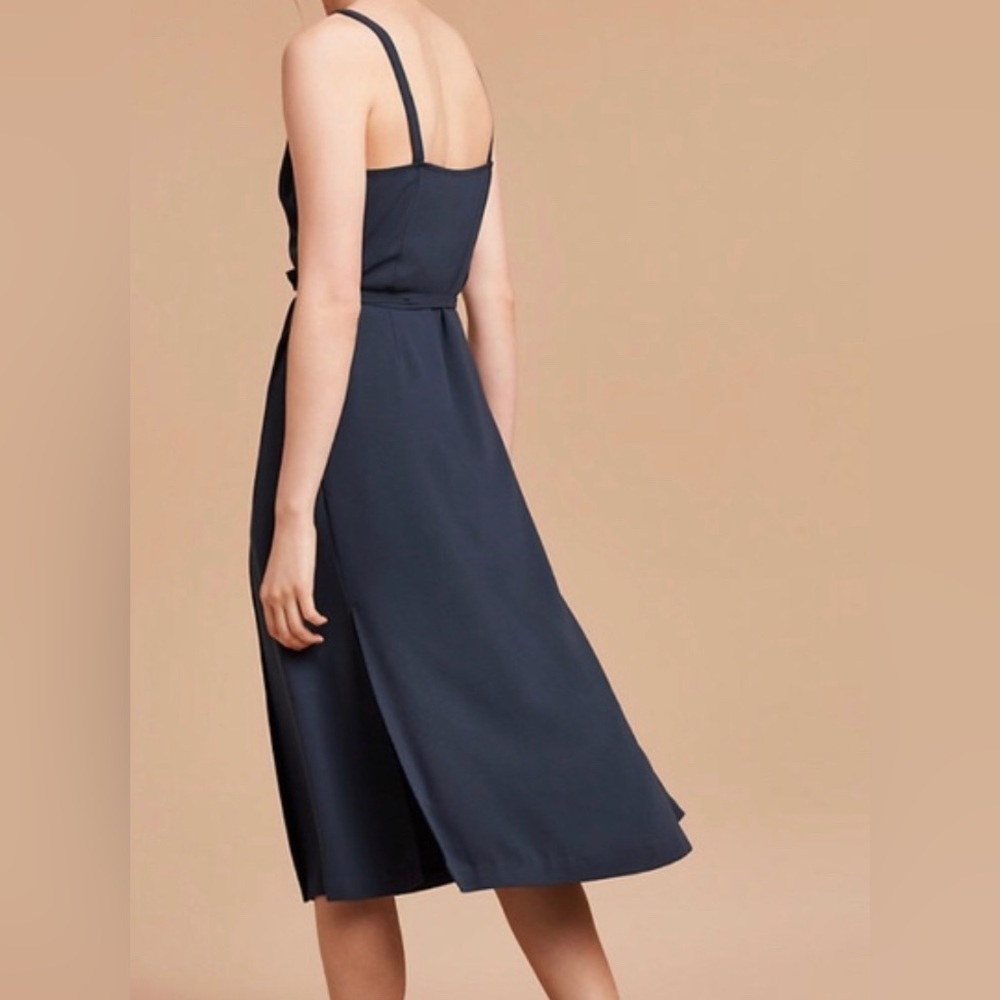 SOLD ARITZIA WILFRED astere wrap midi dress navy blue size XS - Picture 2 of 11